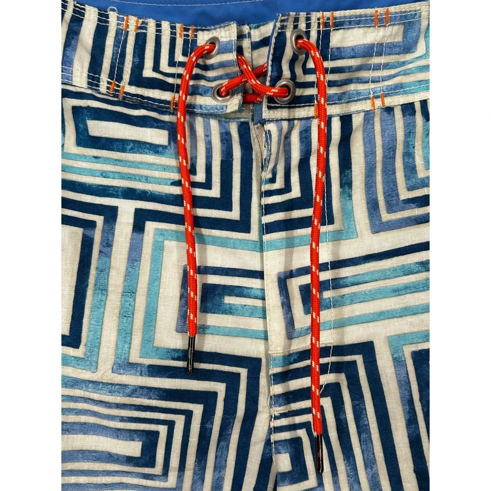 Tommy Bahama Relax Mens 38 Blue Geometric Maze Board Shorts Swim Trunks